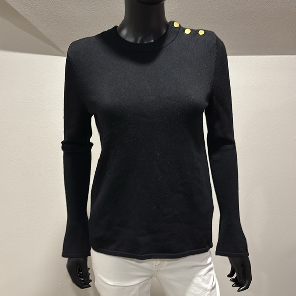Iman bell sleeve black sweater with gold buttons xs sm runs big - Picture 1 of 8